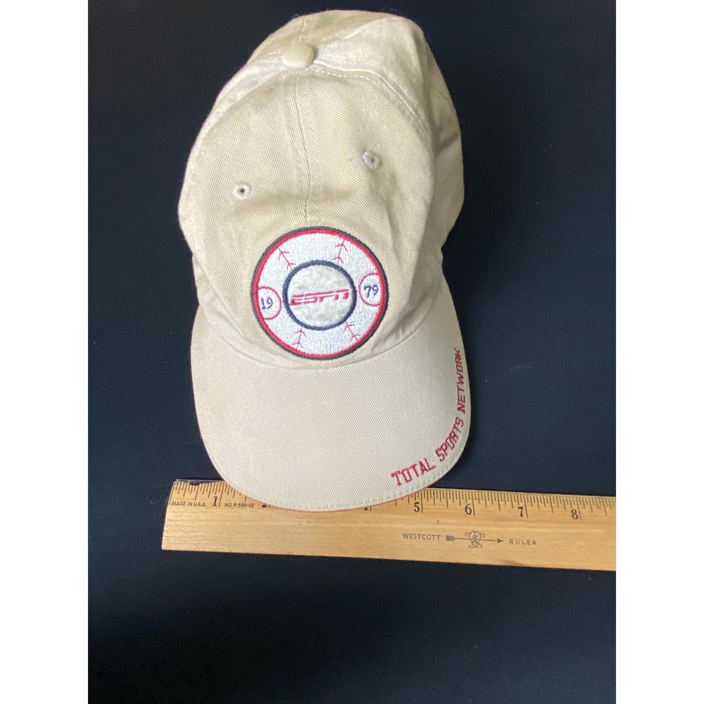 ESPN Total‎ Sports Network Baseball Cap Khaki Embroidered Logo Adjustable Strap